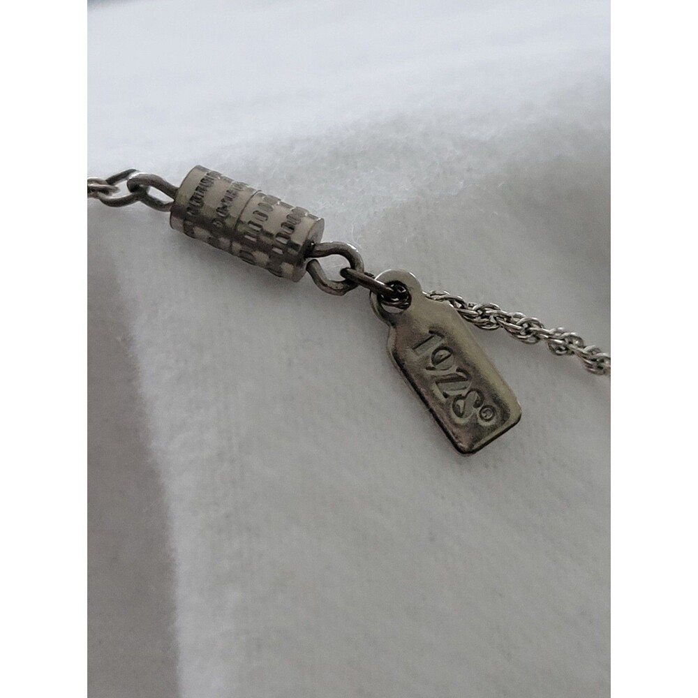 Vintage 1928 Signed Silvertone Cross and Rhinestones On 18” Chain - Picture 2 of 7